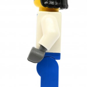 Female in blue overalls