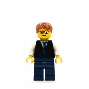 Black Vest with Blue Striped Tie