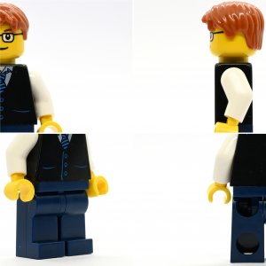 Black Vest with Blue Striped Tie